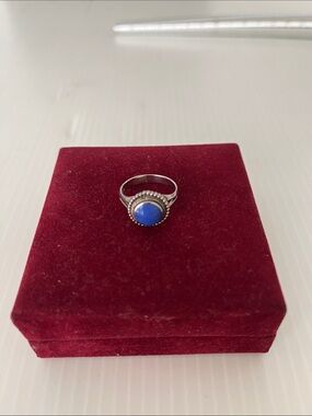 925 Vintage Lapis Sterling Silver Ring Size 7.5